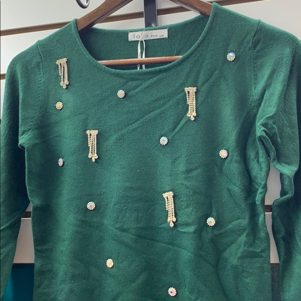 Lola paris green crew neck sweater
